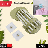 7728 Plastic 7-in-1 Multifunction Retractable Wall-mounted Pull-out Hanger Rack Without Punching Hooks Up For Kitchen Bathroom