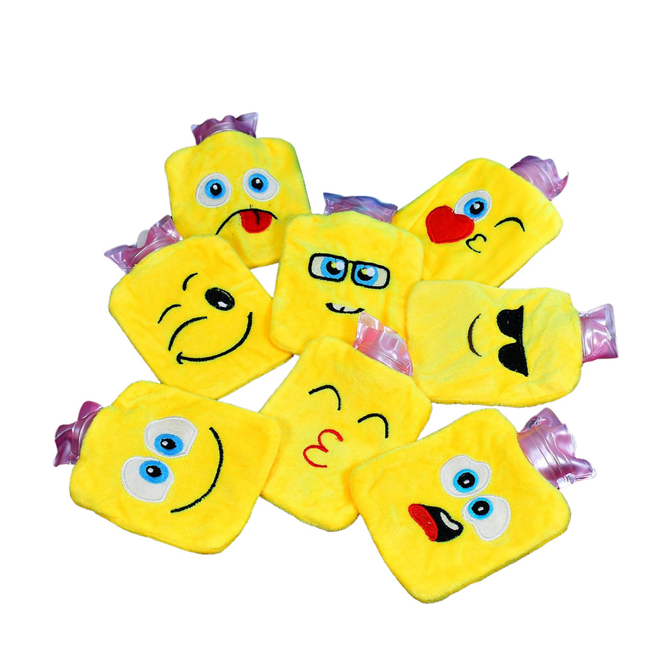 6535 1pc Mix Emoji Designs Small Hot Water Bag With Cover For Pain Relief Neck Shoulder Pain And Hand Feet Warmer Menstrual Cramps.