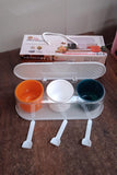 Home Kitchen 3 Grid Seasoning Spice / Masala Box Kit with Spoon (Multicolor / 1 Set)