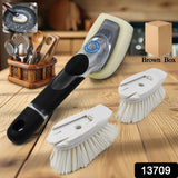 Dish Scrubber with Soap Dispenser, Soap Dispensing Dish Brush Set (1 Set / With Brown Box)