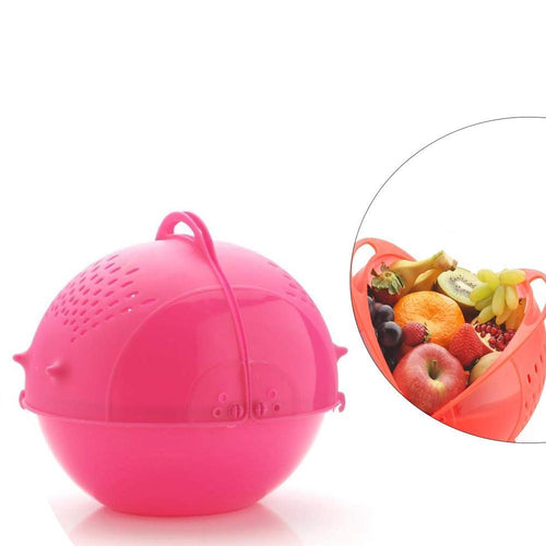 2145  Plastic Revolving Multi Functional Rice Vegetable Fruit Wash Basket Bowl (Multi Colour)