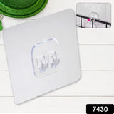7430 Household Self Adhesive Wall Hooks Punch-free Wall-mounted Hook Seamless Transparent No Nails Drill Waterproof Hooks For Bathroom Kitchen Home (1 Pc)
