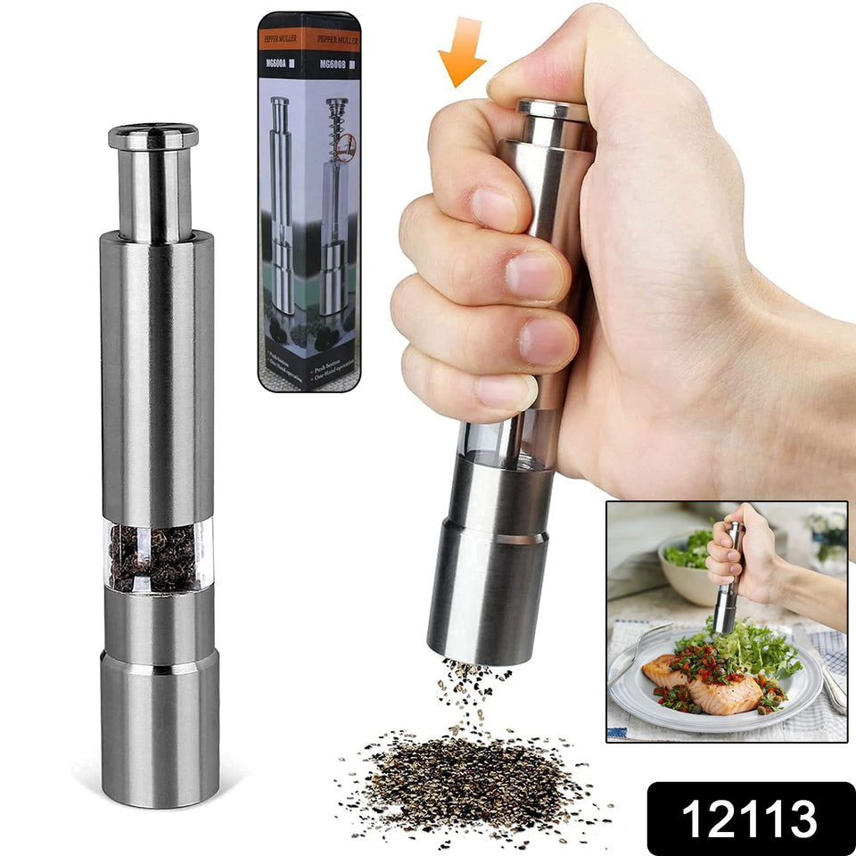 Stainless Steel Thumb Presser Salt And Pepper Grinder (1 Pc)