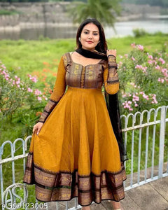 Vichitra silk gown dupatta set