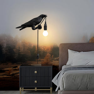 Crow Birds Table Lamps With Vintage Edison Bulb Bird Lamp (1 Set)