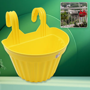 3642 Multicolor Hanging Plastic Planters Orchid Relling  For Plantation Planters For Balcony And Home Gardening Indoor Outdoor (1 Pc )