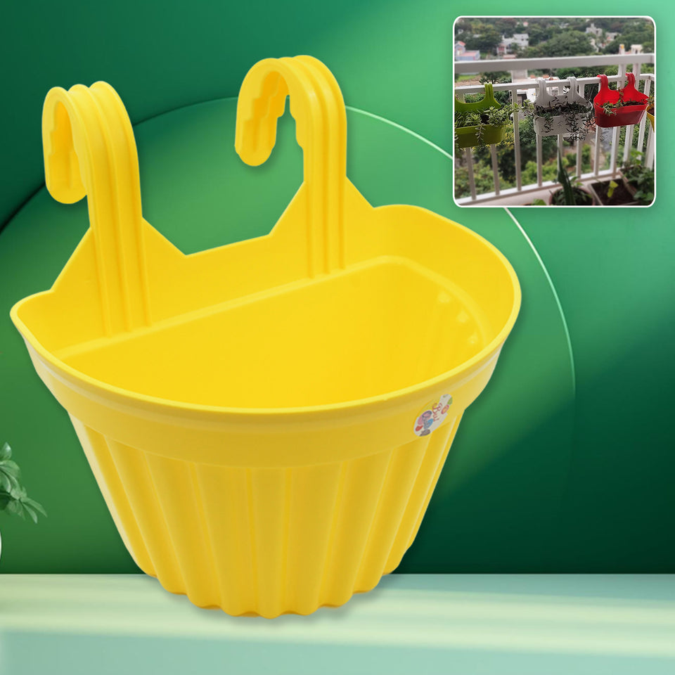 3642 Multicolor Hanging Plastic Planters Orchid Relling  For Plantation Planters For Balcony And Home Gardening Indoor Outdoor (1 Pc )