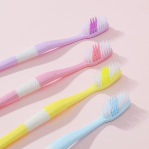 12814 2-in-1 Tooth Brush With Tongue Scraper Soft Bristle  Long Handle (8pcs) Soft Toothbrush