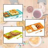 2037 4compartment Dish With Spoon And Fork(1 Dish Set With 1spoon And 1fork) Dinner Plate Plastic Compartment Plate Pav Bhaji Plate 4-compartments Divided Plastic Food Plate.