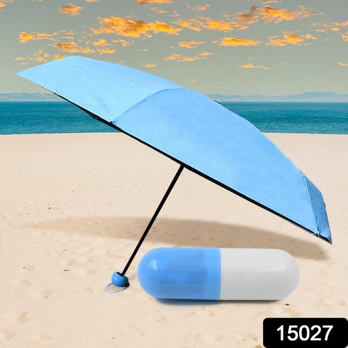 5 Fold Manual Open Umbrella With Capsule Case (1 Pc)