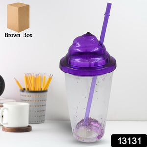 13131 High Quality Plasticcreative Cold Drink Cup  Tumble Reusable Tea Coffee Tumbler With Lid And Straw Double Wall Plastic Drinking Sport Bottletravel Tumbler (1 Pc  Mix Color)