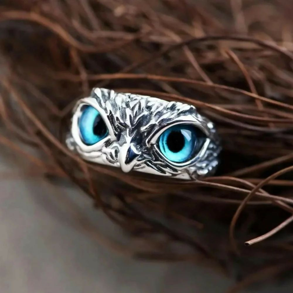 STAINLESS STILL OWL RING ADJUSTABLE SIZE