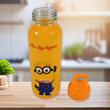 12843 Portable Glass Water Bottle Creative Glass Bottle With Glass Water ( Mix Design)