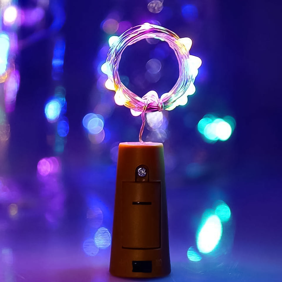 Wine Bottle Cork String Light  Multi Led  2m Cable Length Copper Wire Battery Operated (Multicolor Light  1 Pc)