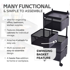 Metal Square High Quality Kitchen Trolley With Wheels (4 Layer  1 Pc)