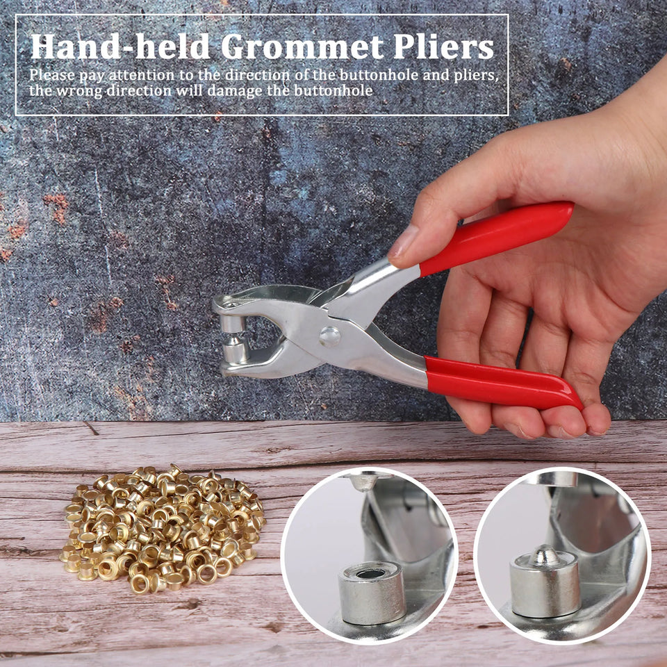 1593 Grommet Setting Tool With 25 Pcs Gold Eyelets Grommets Steel Hole Punch Setter Kit For Leather Canvas All Fabrics Men And Women Clothes Shoes Belts Bags Crafts