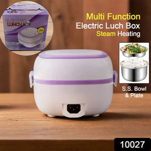 10027 Electric Lunch Box Portable Food Warmer Food Heating Lunch Box Removable Food-grade Stainless Steel Compartments 220v 200w For Car Truck Office