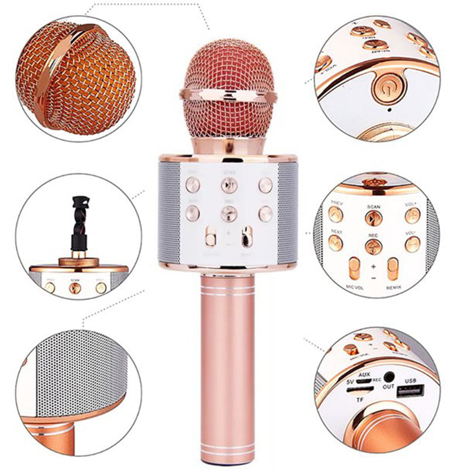 6438 Wireless Bluetooth Recording Condenser Handheld Microphone Bluetooth Speaker Audio Recording Karaoke With Mic (Multicolor 1 Pc)