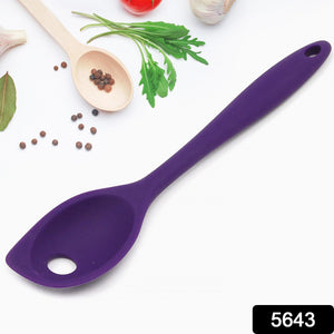 5643 Silicone Spoons  Stainer For Cooking Heat Resistant Non-stick Mixing Spoon For Kitchen Cooking Baking Stirring Mixing Basting Tools (1 Pc)