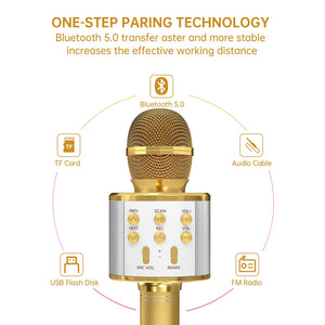 6438 Wireless Bluetooth Recording Condenser Handheld Microphone Bluetooth Speaker Audio Recording Karaoke With Mic (Multicolor 1 Pc)