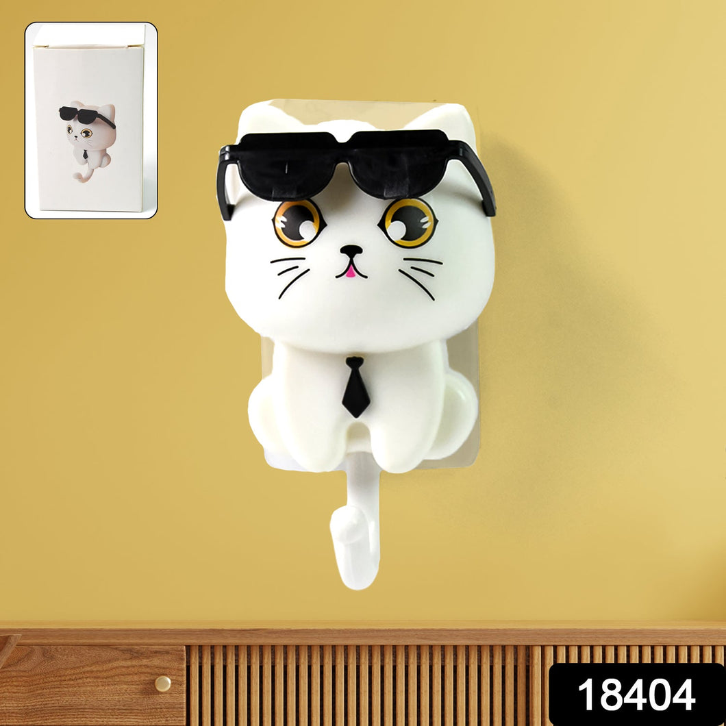 Cat Hook for Wall, Cute Cat Key Hook with Sunglasses (1 Pc)