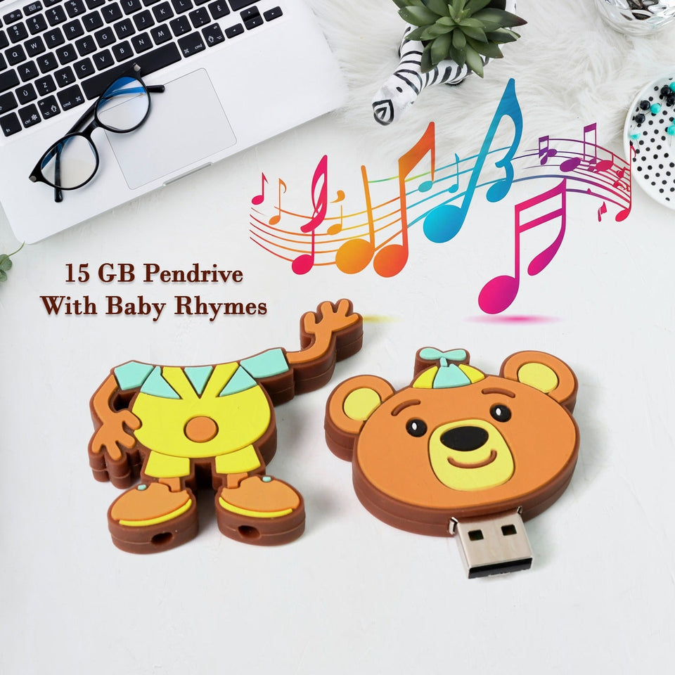 Portable Cartoon Shape Silicone USB Pen drive / Flash disk (15 GB With Baby Rhymes Song / 1 Pc)