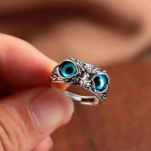 STAINLESS STILL OWL RING ADJUSTABLE SIZE