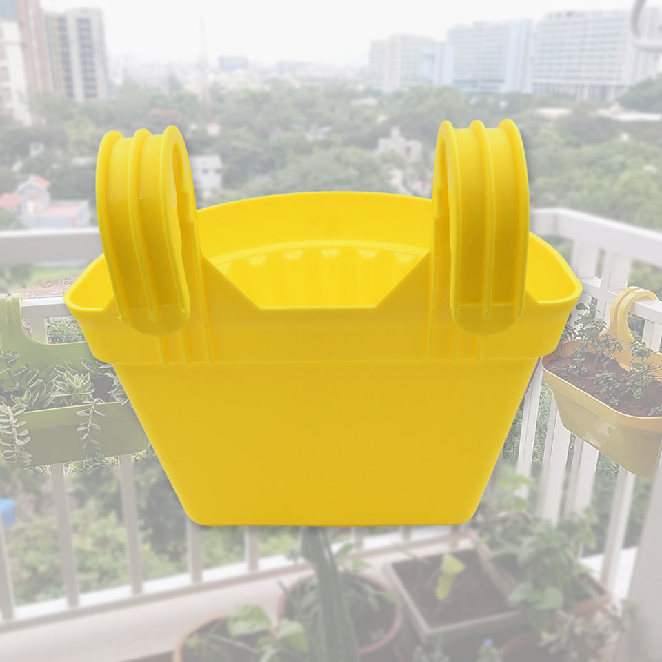 3642 Multicolor Hanging Plastic Planters Orchid Relling  For Plantation Planters For Balcony And Home Gardening Indoor Outdoor (1 Pc )