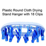 1366 Plastic Round Cloth Drying Stand Hanger With 18 Clips (Multicolour)