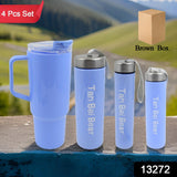 Plastic Water Bottle 3 Different Size Bottle  1 Pc Tumbler With Straw (4 Pc Set)