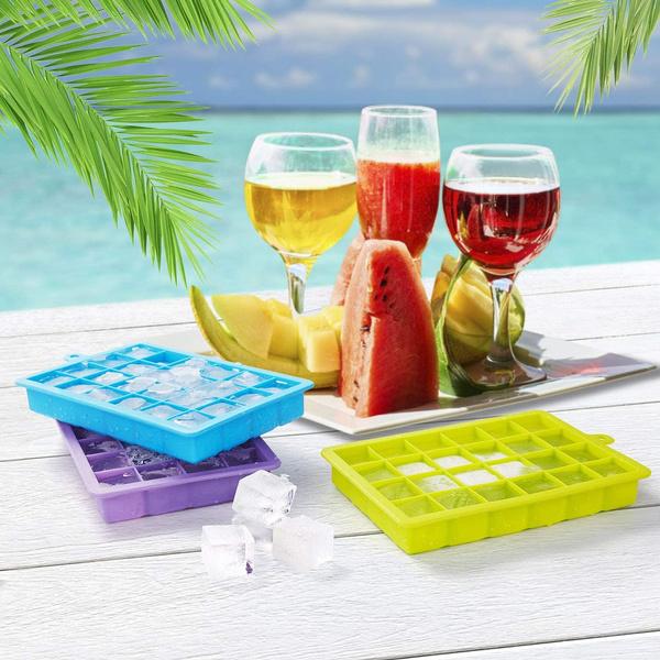 1144  Silicone Ice Cube Trays 24 Cavity Per Ice Tray Multicolour