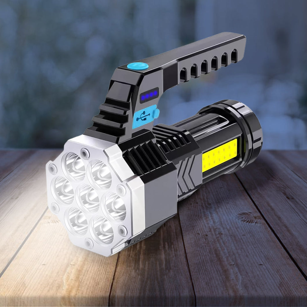 Portable Flashlight  Torch  Cob 7led Hand Light Usb Rechargeable Light With Side Light (1 Pc)