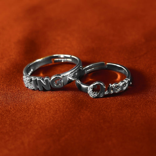 KING QUEEN NAME DESIGNED COUPLE RINGS