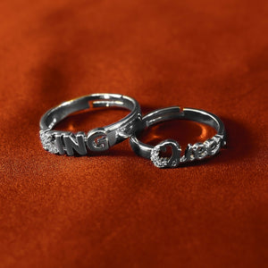 KING QUEEN NAME DESIGNED COUPLE RINGS