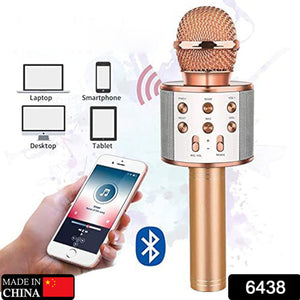 6438 Wireless Bluetooth Recording Condenser Handheld Microphone Bluetooth Speaker Audio Recording Karaoke With Mic (Multicolor 1 Pc)