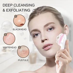 Silicone Face Scrubber Exfoliating Brush Manual Handheld Facial Cleansing Brush (1 Pc)