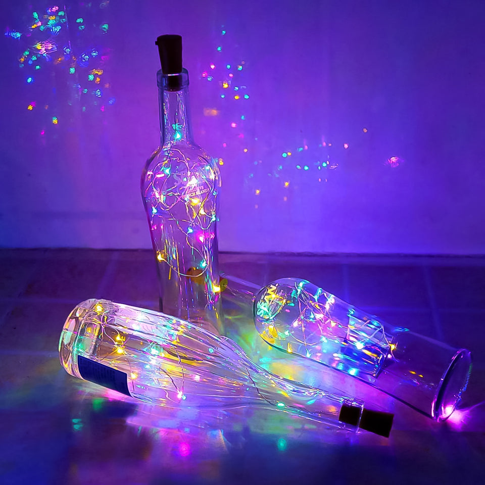 Wine Bottle Cork String Light  Multi Led  2m Cable Length Copper Wire Battery Operated (Multicolor Light  1 Pc)