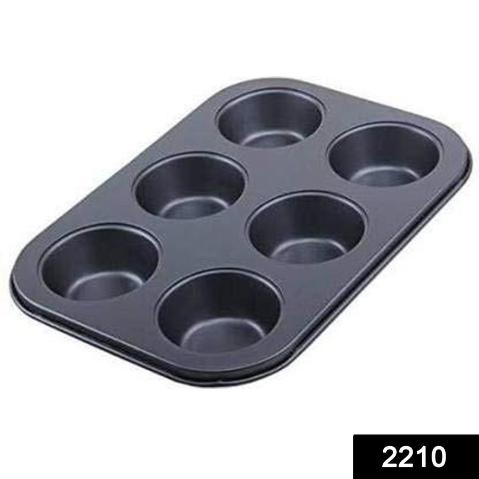 2210 Non-stick Reusable Cupcake Baking Slot Tray For 6 Muffin Cup