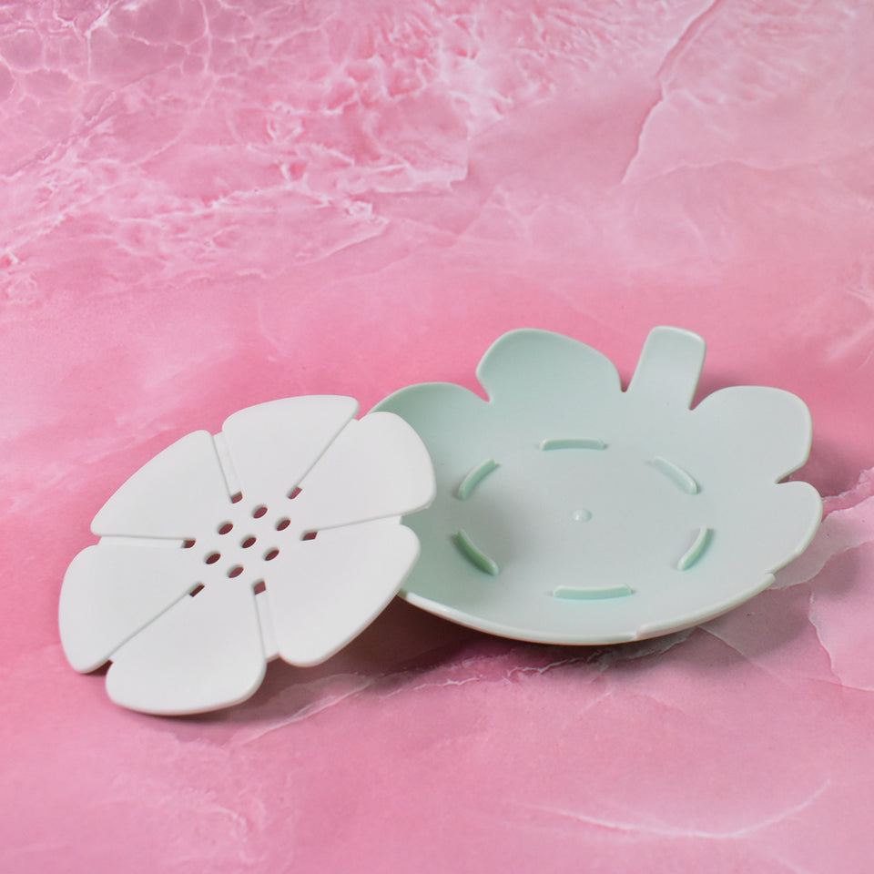 Plastic Flowers Soap Dish Bathroom Accessories Set Shower Gift (1 Pc)