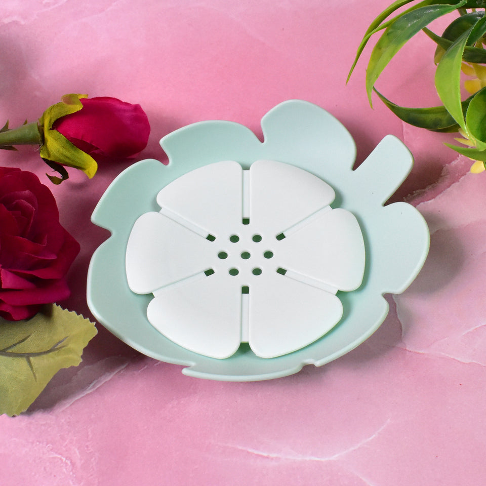 Plastic Flowers Soap Dish Bathroom Accessories Set Shower Gift (1 Pc)