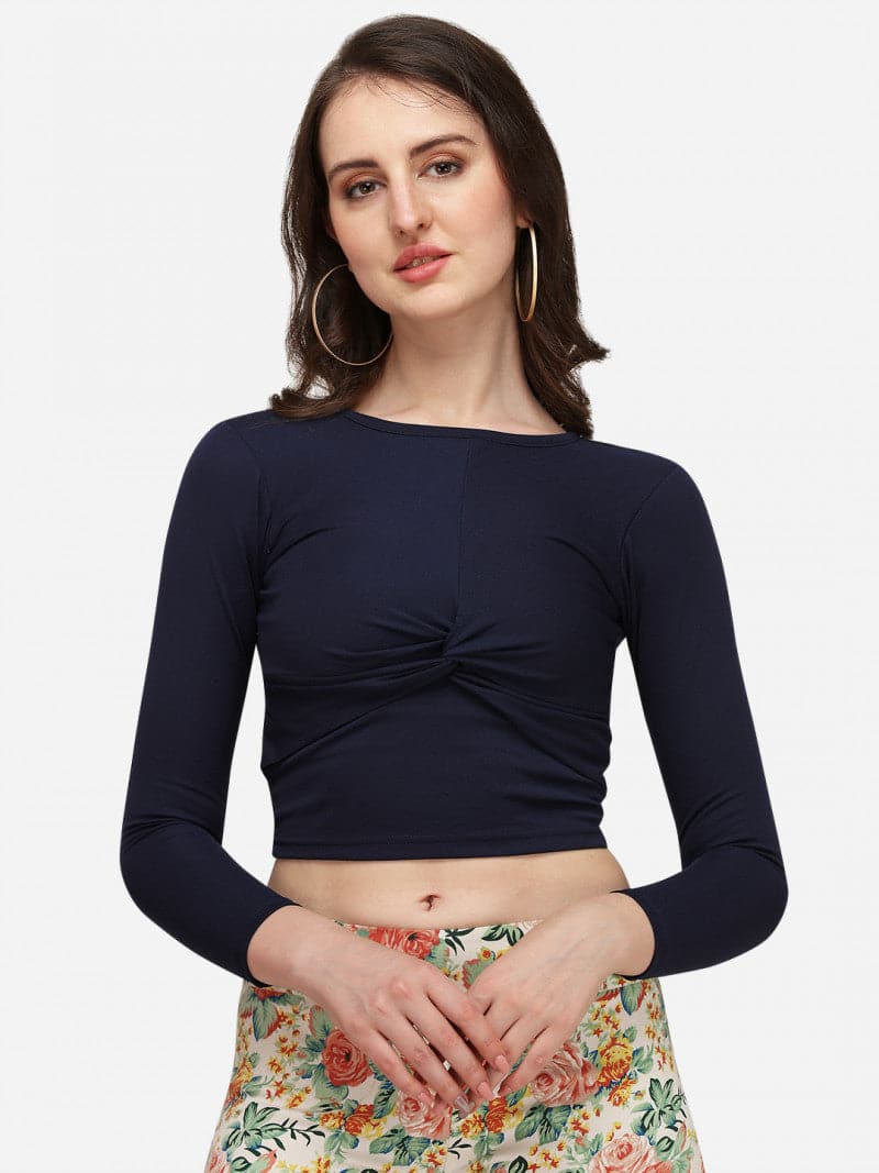 Classic Navy Blue Color Full Sleeve Top – Techstenant