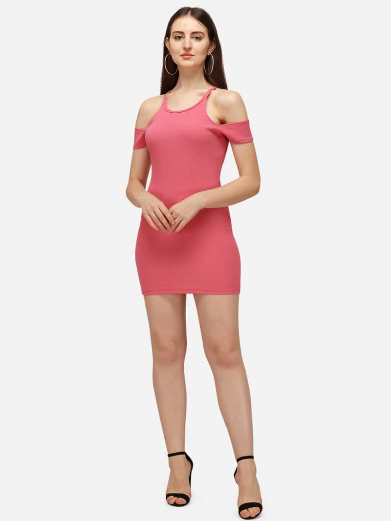 Light Pink Color Classy Bodycon Mini Dress Techstenant