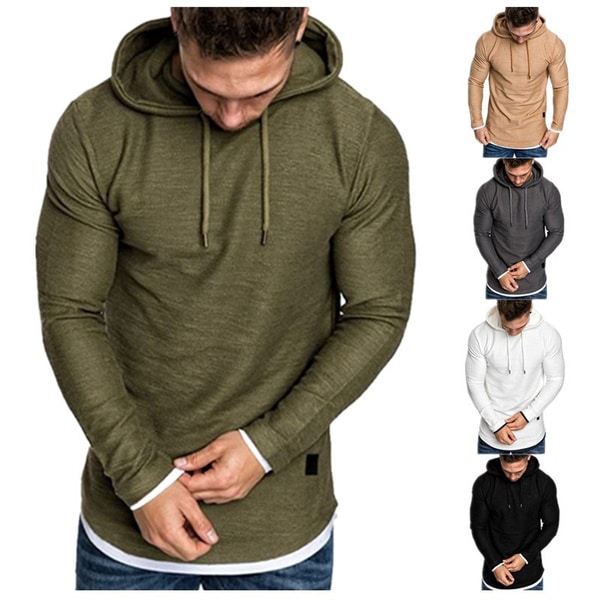 Autumn and Winter New Stitching Long-sleeved Hooded Sweater Men’s T ...